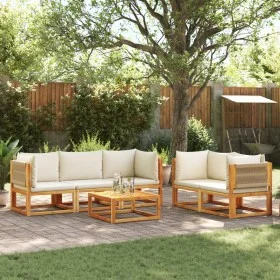 Gartensofa-Set mit 6-teiligen massiven Akazienholz-Kissen. von , Outdoor-Sofas - Ref: Foro24-3278856, Preis: 704,37 €, Rabatt: %