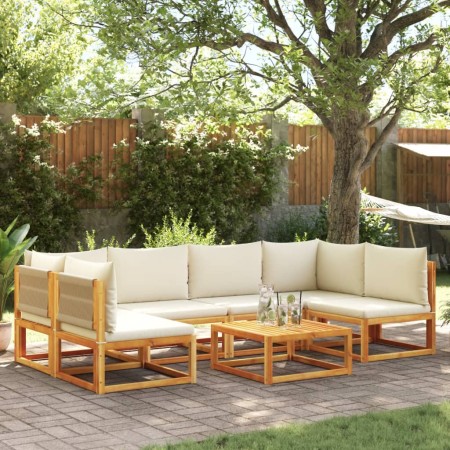 Gartensofa-Set mit 7-teiligen massiven Akazienholz-Kissen. von , Outdoor-Sofas - Ref: Foro24-3278863, Preis: 755,19 €, Rabatt: %