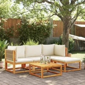 Set de sofás de jardín con cojines 5 pzas madera maciza acacia by , Outdoor sofas - Ref: Foro24-3278849, Price: 507,30 €, Dis...