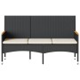 Banco de jardín 3 plazas con cojines ratán sintético negro by , garden benches - Ref: Foro24-365441, Price: 108,67 €, Discoun...