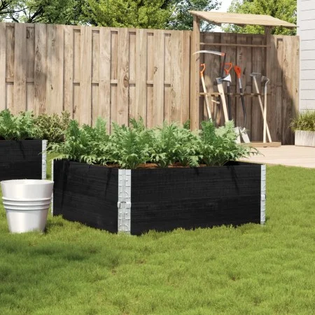Jardinera de madera maciza de pino negra 100x100 cm by , Pots and planters - Ref: Foro24-3295400, Price: 69,73 €, Discount: %