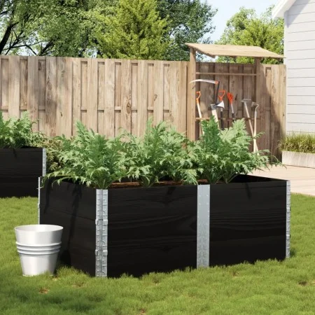 Jardinera de madera maciza de pino negra 150x100 cm by , Pots and planters - Ref: Foro24-3295440, Price: 134,50 €, Discount: %