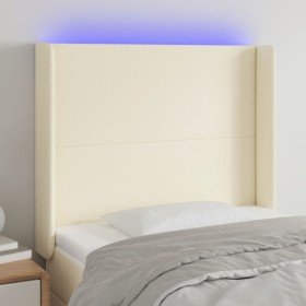 Cabecero con LED cuero sintético color crema 83x16x118/128 cm