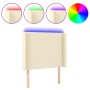 Cabecero con LED cuero sintético color crema 83x16x118/128 cm