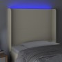Cabecero con LED cuero sintético color crema 83x16x118/128 cm