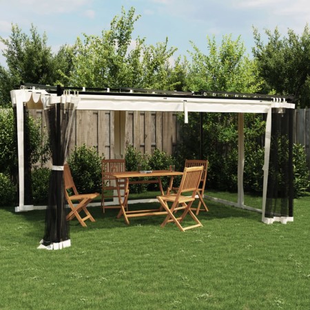 Cenador con paredes de malla acero crema 4x3 m by , Tents and gazebos - Ref: Foro24-4003911, Price: 349,00 €, Discount: %