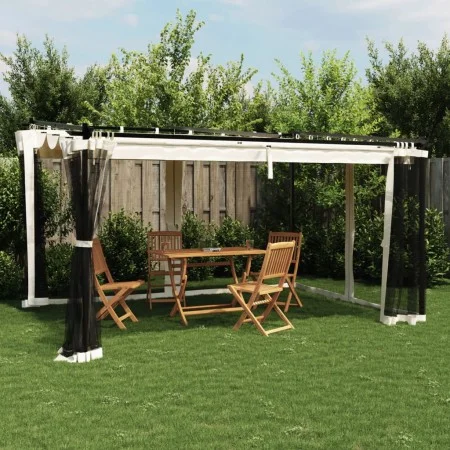 Cenador con paredes de malla acero crema 4x3 m by , Tents and gazebos - Ref: Foro24-4003911, Price: 376,12 €, Discount: %