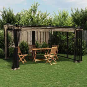 Cenador con paredes de malla acero taupe 4x3 m von , Zelte und Pavillons - Ref: Foro24-4003913, Preis: 348,42 €, Rabatt: %