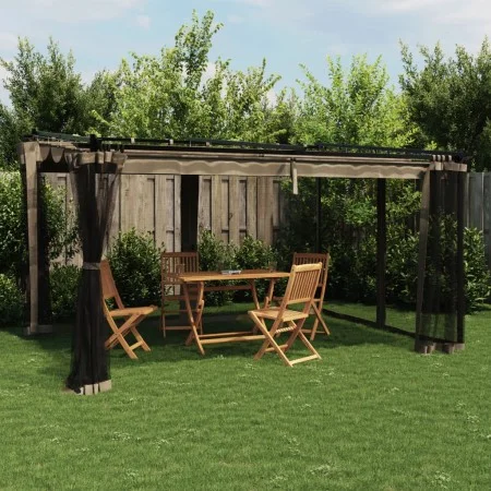 Cenador con paredes de malla acero taupe 4x3 m by , Tents and gazebos - Ref: Foro24-4003913, Price: 376,78 €, Discount: %