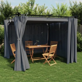 Cenador con cortinas acero gris antracita 3x3 m von , Zelte und Pavillons - Ref: Foro24-4003918, Preis: 349,91 €, Rabatt: %