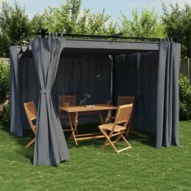 Cenador con cortinas acero gris antracita 3x3 m von , Zelte und Pavillons - Ref: Foro24-4003918, Preis: 335,85 €, Rabatt: %