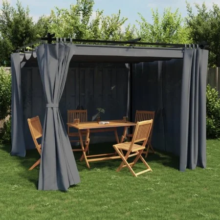 Cenador con cortinas acero gris antracita 3x3 m von , Zelte und Pavillons - Ref: Foro24-4003918, Preis: 342,76 €, Rabatt: %