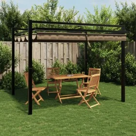 Cenador de jardín con techo retráctil taupe 3x3 m by , Tents and gazebos - Ref: Foro24-4003970, Price: 475,88 €, Discount: %