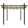 Cenador de jardín con techo retráctil taupe 3x3 m de , Carpas y cenadores - Ref: Foro24-4003970, Precio: 475,86 €, Descuento: %