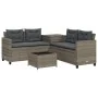 Sofá de jardín en forma de L con mesa y cojines ratán PE gris von , Gartensets - Ref: Foro24-369029, Preis: 341,90 €, Rabatt: %