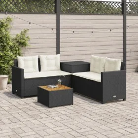 Sofá de jardín en forma de L con mesa y cojines ratán PE negro von , Gartensets - Ref: Foro24-369036, Preis: 332,34 €, Rabatt: %