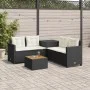 Sofá de jardín en forma de L con mesa y cojines ratán PE negro de , Conjuntos de jardín - Ref: Foro24-369036, Precio: 332,31 ...