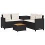 Sofá de jardín en forma de L con mesa y cojines ratán PE negro von , Gartensets - Ref: Foro24-369036, Preis: 280,31 €, Rabatt: %
