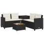 Sofá de jardín en forma de L con mesa y cojines ratán PE negro de , Conjuntos de jardín - Ref: Foro24-369036, Precio: 332,31 ...