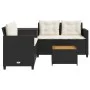 Sofá de jardín en forma de L con mesa y cojines ratán PE negro de , Conjuntos de jardín - Ref: Foro24-369036, Precio: 332,31 ...