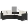 Sofá de jardín en forma de L con mesa y cojines ratán PE negro de , Conjuntos de jardín - Ref: Foro24-369036, Precio: 332,31 ...