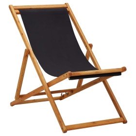 Silla de playa plegable madera de eucalipto y tela negra