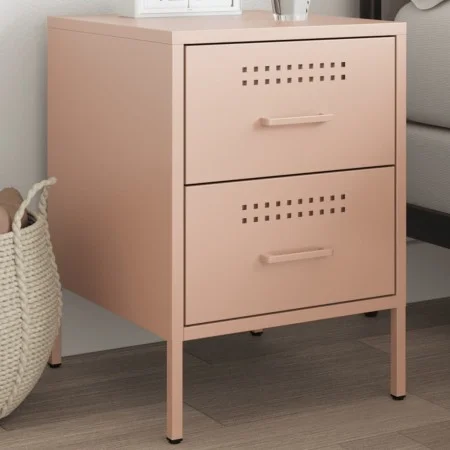 Mesita de noche de acero rosa 36x39x50,5 cm de , Mesitas de noche - Ref: Foro24-842924, Precio: 69,99 €, Descuento: %