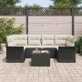 Conjunto de sofá de jardín 7 pcs Negro Poliratán
