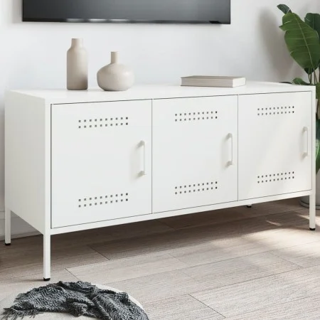 Mueble de TV de acero blanco 100,5x39x50,5 cm de , Muebles TV - Ref: Foro24-842951, Precio: 98,76 €, Descuento: %