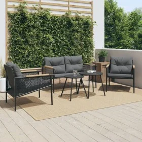 Juego de muebles de jardín con cojines 5 piezas acero negro by , Garden sets - Ref: Foro24-3283636, Price: 448,92 €, Discount: %