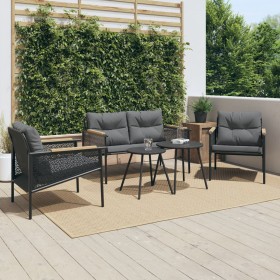 Juego de muebles de jardín con cojines 5 piezas acero negro von , Gartensets - Ref: Foro24-3283636, Preis: 455,43 €, Rabatt: %