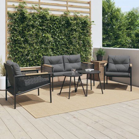 Juego de muebles de jardín con cojines 5 piezas acero negro von , Gartensets - Ref: Foro24-3283636, Preis: 455,43 €, Rabatt: %