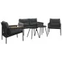 Juego de muebles de jardín con cojines 5 piezas acero negro by , Garden sets - Ref: Foro24-3283636, Price: 447,41 €, Discount: %