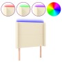 Cabecero con LED cuero sintético color crema 103x16x118/128 cm