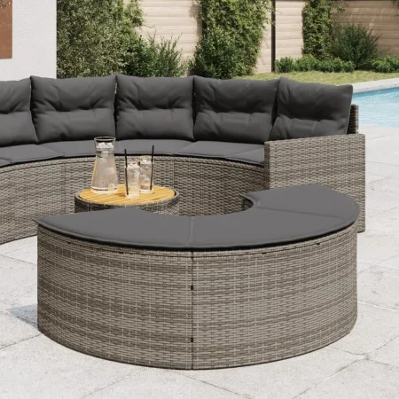 Gartenhocker mit grauem Kunststoff-Rattankissen von , Hocker für den Außenbereich - Ref: Foro24-369088, Preis: 150,54 €, Raba...