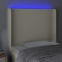 Cabecero con LED cuero sintético color crema 103x16x118/128 cm