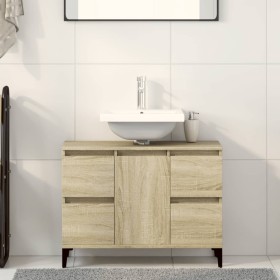 Armario de lavabo madera contrachapada roble Sonoma 80x33x60 cm de , Tocadores de baño - Ref: Foro24-849666, Precio: 74,60 €,...