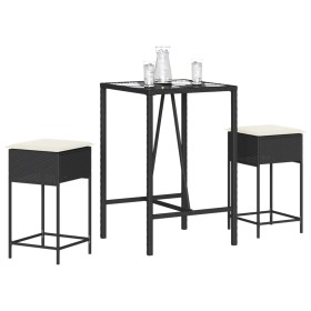 3-teiliges Gartenset mit schwarzen PE-Rattan-Kissen von , Gartensets - Ref: Foro24-3261460, Preis: 206,86 €, Rabatt: %