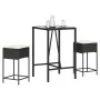 Juego de bar de jardín de 3 piezas con cojines ratán PE negro by , Garden sets - Ref: Foro24-3261460, Price: 203,39 €, Discou...