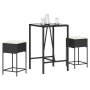 Juego de bar de jardín de 3 piezas con cojines ratán PE negro by , Garden sets - Ref: Foro24-3261460, Price: 206,86 €, Discou...