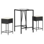 3-teiliges Gartenset mit schwarzen PE-Rattan-Kissen von , Gartensets - Ref: Foro24-3261460, Preis: 206,86 €, Rabatt: %