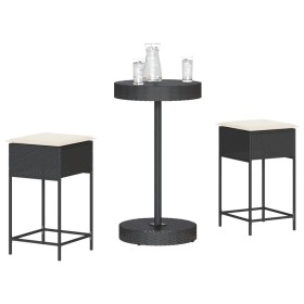 Tisch und hohe Gartenhocker 3-teilig mit schwarzen PE-Rattan-Kissen. von , Gartensets - Ref: Foro24-3261441, Preis: 197,70 €,...