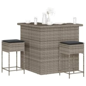 3-teiliges Gartenset mit grauen PE-Rattan-Kissen von , Gartensets - Ref: Foro24-3261504, Preis: 364,74 €, Rabatt: %