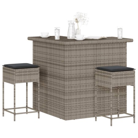 3-teiliges Gartenset mit grauen PE-Rattan-Kissen von , Gartensets - Ref: Foro24-3261504, Preis: 368,51 €, Rabatt: %