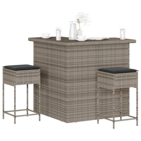 3-teiliges Gartenset mit grauen PE-Rattan-Kissen von , Gartensets - Ref: Foro24-3261504, Preis: 364,74 €, Rabatt: %