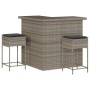 3-teiliges Gartenset mit grauen PE-Rattan-Kissen von , Gartensets - Ref: Foro24-3261504, Preis: 368,51 €, Rabatt: %