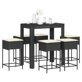 Juego de bar de jardín de 7 piezas con cojines ratán PE negro by , Garden sets - Ref: Foro24-3261455, Price: 451,15 €, Discou...