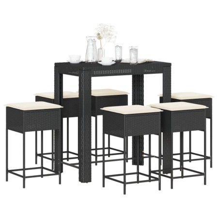 Juego de bar de jardín de 7 piezas con cojines ratán PE negro by , Garden sets - Ref: Foro24-3261455, Price: 449,71 €, Discou...