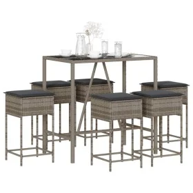 7-teiliges Gartenset mit grauen PE-Rattan-Kissen von , Gartensets - Ref: Foro24-3261469, Preis: 429,27 €, Rabatt: %