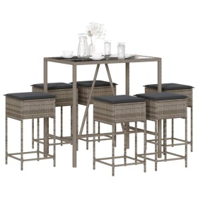 Juego de bar de jardín de 7 piezas con cojines ratán PE gris by , Garden sets - Ref: Foro24-3261469, Price: 438,94 €, Discoun...
